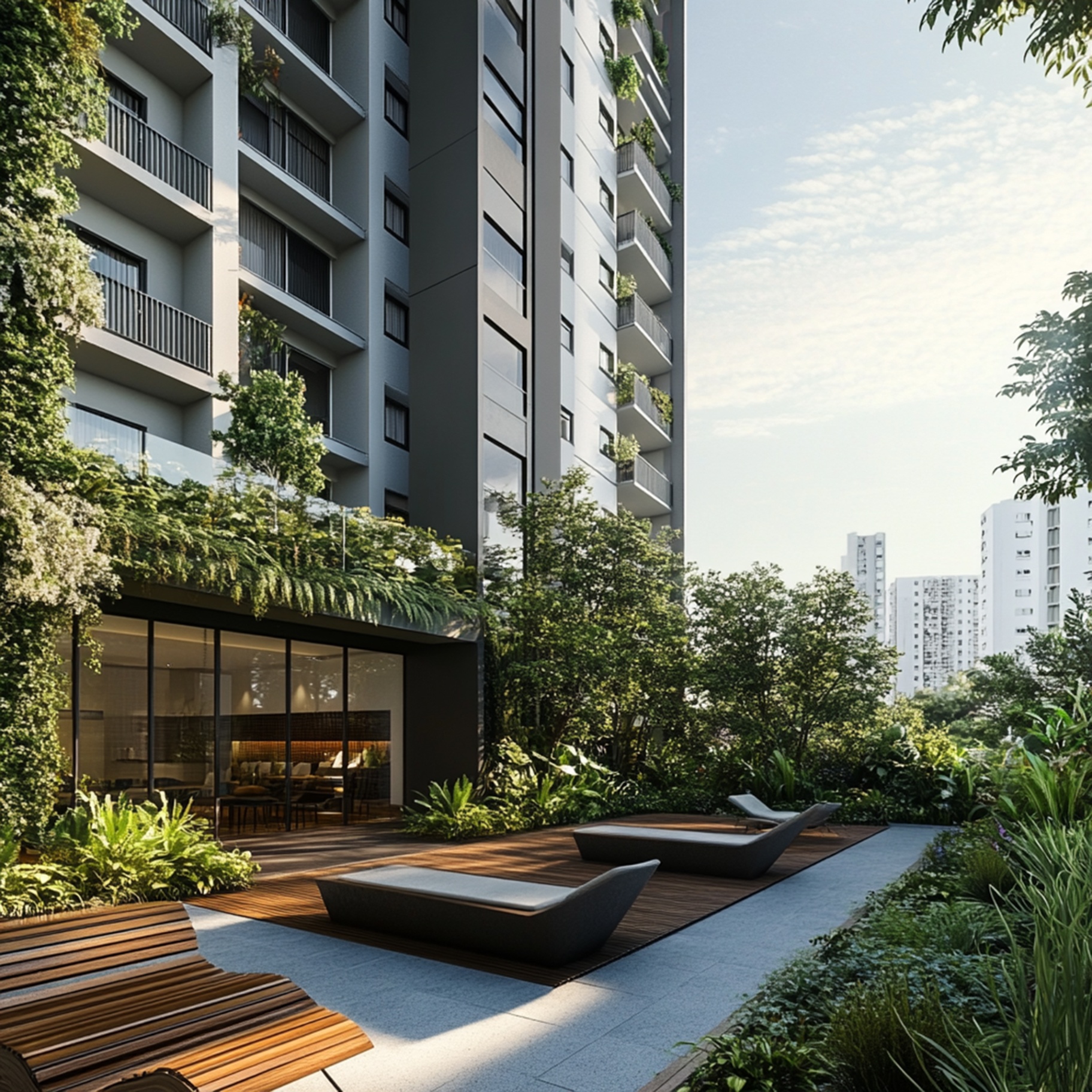 Empreendimento residencial com jardim e área externa de alto padrão